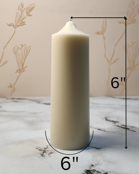 soy wax white 6 inch pillar candle dimesions
