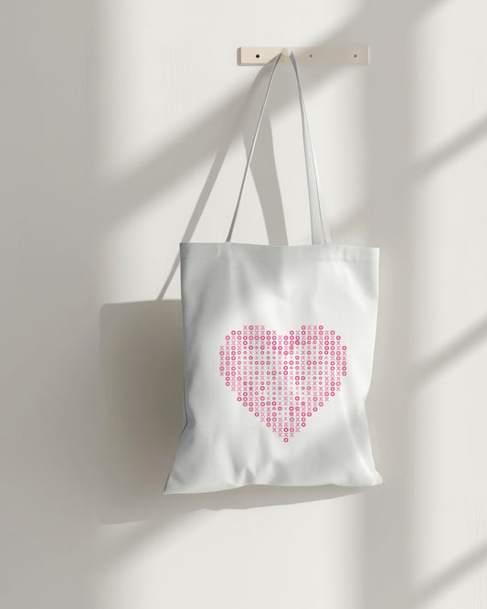 Heart "XOXO" Canvas Tote Bag without zipper